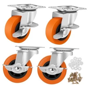 Caster Wheels, 3 Inch Casters Set of Heavy Duty Casters with Brake, 4 3“4pack - Picture 1 of 8