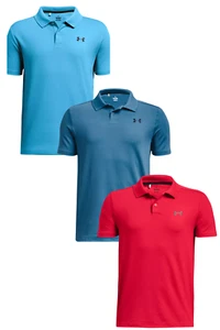 Boys Under Armour Perfomance Polo Shirt, Petrol Blue, Bright Blue or Red, NEW - Picture 1 of 4