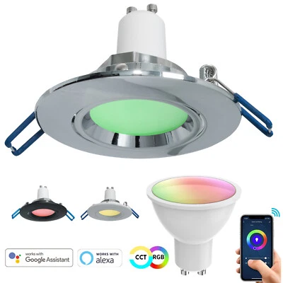 Faretto SMART Alexa Google incasso 70mm orientabile luce LED WiFi GU10 RGB CCT - Immagine 1 di 4