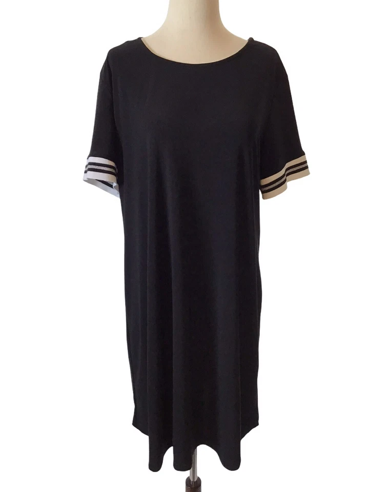 Tiana B Size XLARGE Womens Short Sleeve Black Crew Neck Short Shift Jersey Dress - Image 1 of 4