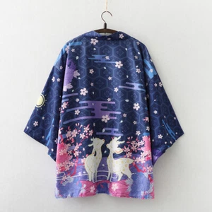 Sommer lockere rosa blaue Streetwear Strickjacke Damen Herren Harajuku Haori Kimono neu - Bild 1 von 15