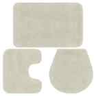 Bathroom Mat Set 3 Pieces Fabric White G8Q0