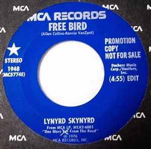 Lynyrd Skynyrd Southern Rock 45 Free Bird Promo on MCA Records - Picture 1 of 6