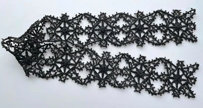Intricate Antique Jet Bead Dress Trim | Two  2 3/4" x 29" Lengths | Handmade - Image 1 of 4