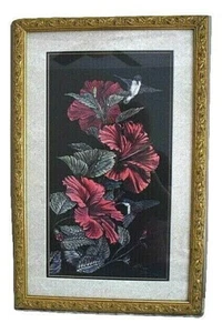 Marco dorado estampado numerado firmado Shelley Brunken Hummingbirds & Hibiscus 23x14,5 - Imagen 1 de 9