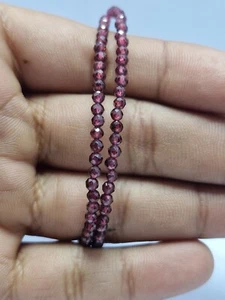 Hessonite Garnet Gemstone 3mm Round Beads 925 Silver 9" 2 Layer String Bracelets - Picture 1 of 10