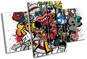 Grafitti Art Illustration MULTI CANVAS WALL ART Picture Print VA - Picture 1 of 1