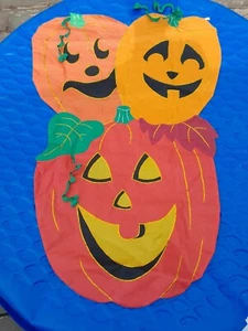 Bandera de patio de vinilo pila calabaza vintage decoración Jack-O-Lantern años 90 - Imagen 1 de 5