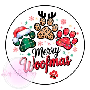 Christmas Merry Woofmass Dog Stickers Labels Tag Gifts Sweet Cones Pet Present - Picture 1 of 1
