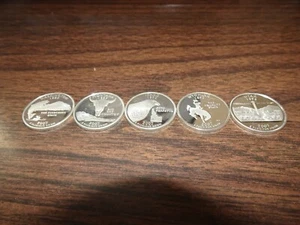 Set of Five 2007 S Silver Proof State Quarters in Proof - Free Ship - Picture 1 of 2