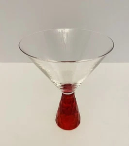 Mid Century Artland Prescott Red Ruby Honeycomb Stem Martini Glass (1). - Picture 1 of 7