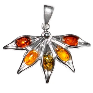 6g Leaf Authentic Baltic Amber 925 Sterling Silver Pendant Jewelry N-A209 - Picture 1 of 1