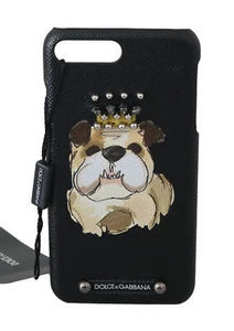 Custodia telefono DOLCE & GABBANA pelle nera bulldog borchie iPhone7 Plus $300 - Foto 1 di 7