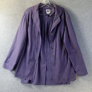 Leslie Fay 2-teiliger Rockanzug Damen 12 lila wattierte Schulter Jacke elastischer Bund - Bild 1 von 24