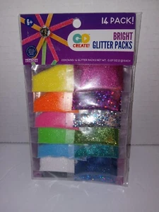 Paquetes de brillo brillante Go Create, extra finos 14 surtidos colores de brillo 0,07 onzas - Imagen 1 de 2