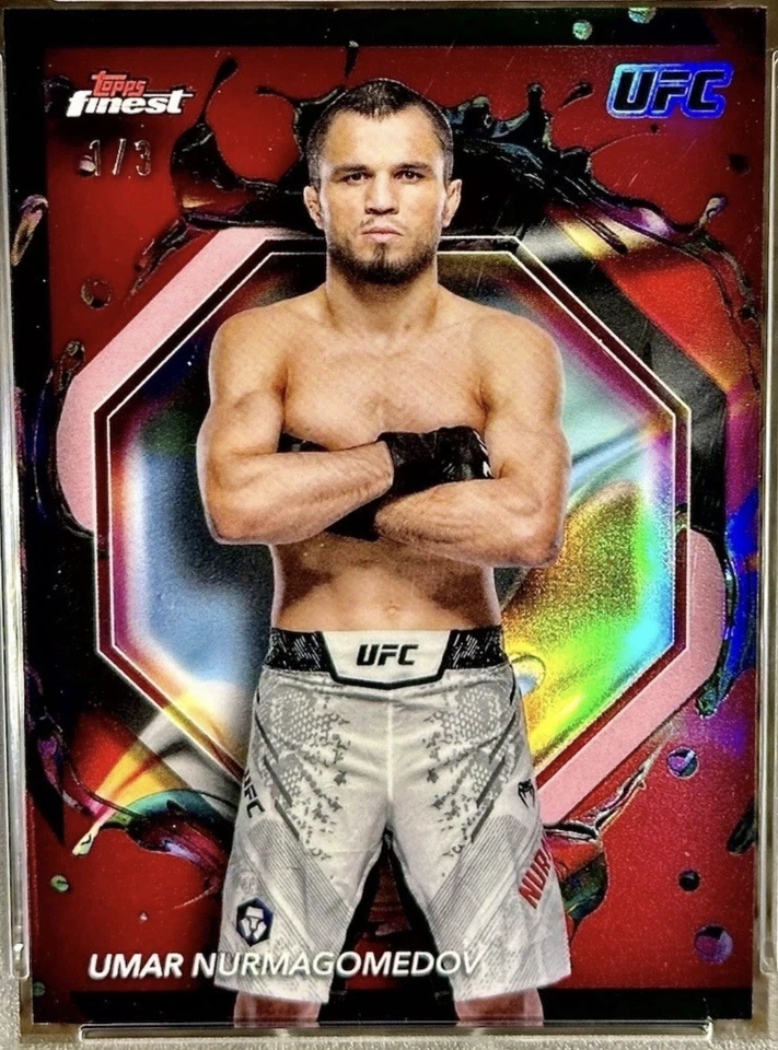 Topps Finest UFC Umar Nurmagomedov Rare Red Refractor 1/3 Bookend SSP SP - Image 1 of 1