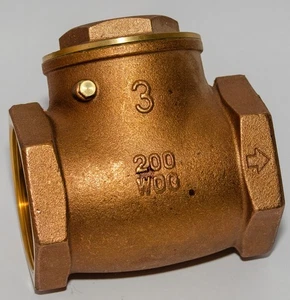 Brass 3" Threaded Swing Check Valve - Picture 1 of 5