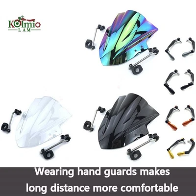 Fit For Yamaha FZ1 FZ6 FZ8 FZ8N XJ6 Front Glass Deflector Windshield +Hand Guard - Image 1 of 4