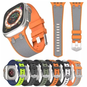 Bracelet En Silicone Bicolore Pour Apple Watch Series 9 8 7 6 5 4 3 Ultra SE 42- - Zdjęcie 1 z 29