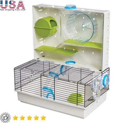 Ultimate Multi-Level Hamster Cage W/ Exercise Wheel Play Tubes Free Accessories - Image 1 of 4