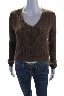 Brandy Melville Womens Button Front Open Knit Cardigan Sweater Brown Size Small - Image 1 of 4
