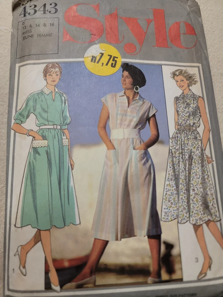 Vintage Style Sewing Pattern 4343 Misses Dress SIZE 12/14/16cut & Complete  - Image 1 of 3