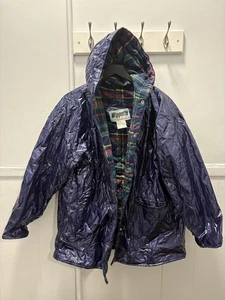 Wippette Rainthings Jacke Herren Large lila Vinyl Kapuze Regenmantel kariert gefüttert - Bild 1 von 7