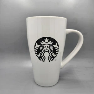 Starbucks White Ceramic Coffee Mug Tall 18oz – Black Siren Logo Modern Cup - Picture 1 of 7