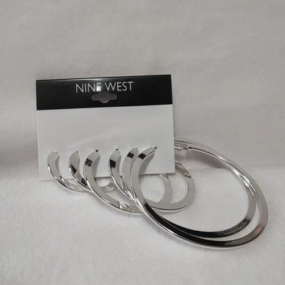 Pendientes de aro de plata Nine West 3 pares al por menor $12 Foto 1 de 4