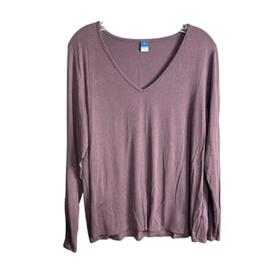 Top manga larga Old Navy Luxe para mujer con cuello en V L púrpura - Imagen 1 de 5