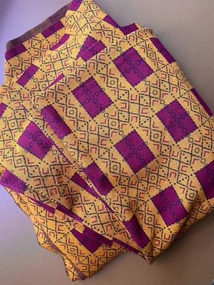 Vintage Double Knit Windowpane Plaid Cultural Ethnic Folk Fabric 2+yards - Image 1 of 4