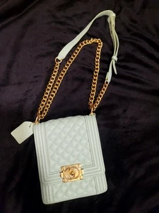 Gorgeous LeatherMint Green Chain And Leather Strap Crossbody Bag - Picture 1 of 16