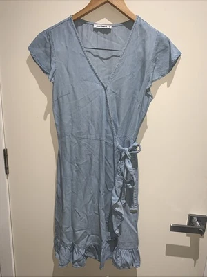 Just Jeans Denim Dress Blue Size 8 Wrap Lyocell - image 1 of 4