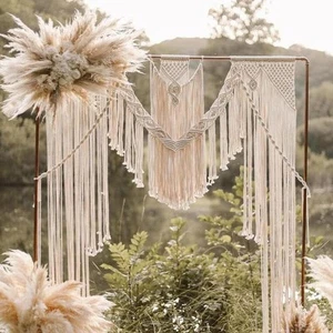 Boho Chic Macrame Curtain & Macrame Arch Bohemian Macrame Wedding Backdrop De... - Picture 1 of 8