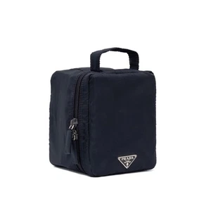 PRADA Triangle Logo Vanity Kosmetiktasche Nylon Zip Bag Navy Blau - Bild 1 von 10
