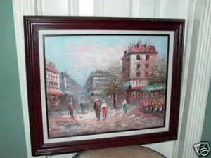 Caroline Burnett Paris Street Szene Ölgemälde gelistet - Bild 1 von 6