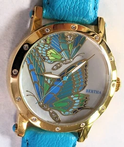 Womans Watch Bertha Butterfly Enameled on Mother of Pearl Dial Full Warranty - Picture 1 of 4