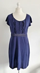 Women's, Dress, Monsoon, Size 16, Navy, Cotton Jersey, Capped Sleeves, Crochet - Picture 1 of 8