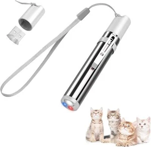 USB Rechargeable Mini Torch Red Beam UV Light 3 in 1 Cat Laser Pointer Pen Toy - Picture 1 of 7