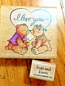 I Love You Bears Rubber Stampede Valentines Day Stampin Up Hugs and Kisses Lot - Picture 1 of 7