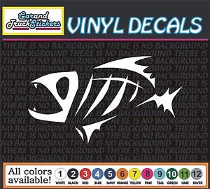 Skeleton Fish BONES Funny Fishing Vinyl Car Decal window sticker 6"