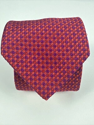 Ike Behar Men's Silk Neck Tie Purple & Red Geometric 59L 3.5W Made in USA - Image 1 of 4