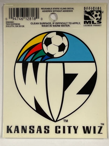 Kansas City WIZ Wizards Soccer Reusable Static Cling Decal Vintage 3.5" x 3.75" Cover