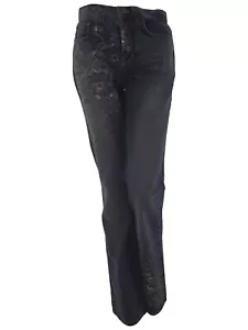 Iceberg Jeans Womens 42 W28 Eu38 M Medium Blue Denim Floral Bootcut Made Italy - Picture 1 of 9