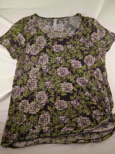 Women's LuLaRoe Green White Blouse Short Sleeves Size XL - Picture 1 of 3