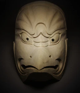 QH050- 20X15X11 CM Hand Carved Camphor Wood King Garlou Noh Mask Gothic - Picture 1 of 2