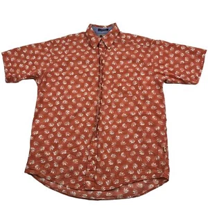 Tommy Hilfiger Men’s Large Orange All Over Fish Print Hawaiian Shirt - Picture 1 of 8