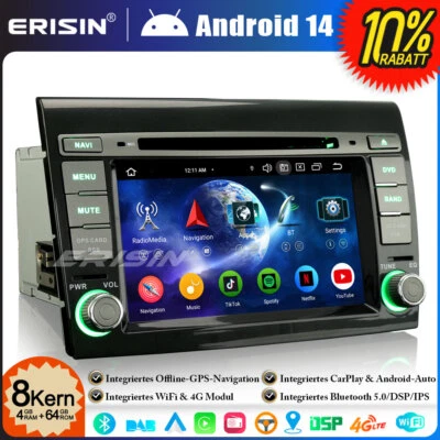 Android 14 4+64GB DVD Autoradio GPS Navi Wifi Für Fiat Bravo CarPlay Wifi CANbus - Bild 1 von 4
