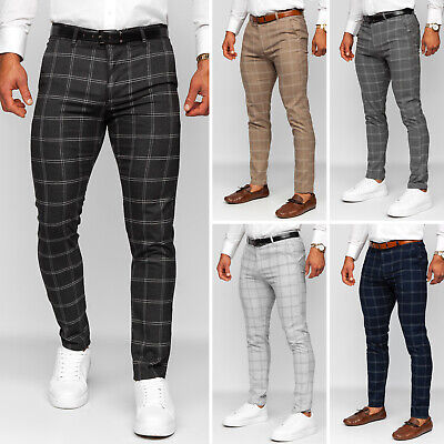 Pantaloni Chino Pantaloni Per Il Tempo Libero Chino A Quadretti Slim Fit Men Casual Uomo Mix BOLF Classic • 31.95€
