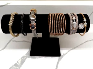 Lot of 6 Fashion Bracelets – Gold, Silver, Rose Gold, Rhinestone, Mesh, Bangle - Picture 1 of 7